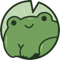 Chonky Frog logo. Button leading to the top of the page.